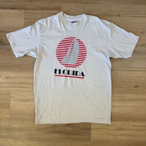 Vintage Florida Sailboat Shirt Sz L Single Stitch Coastal Grandpa Surfcore Yacht